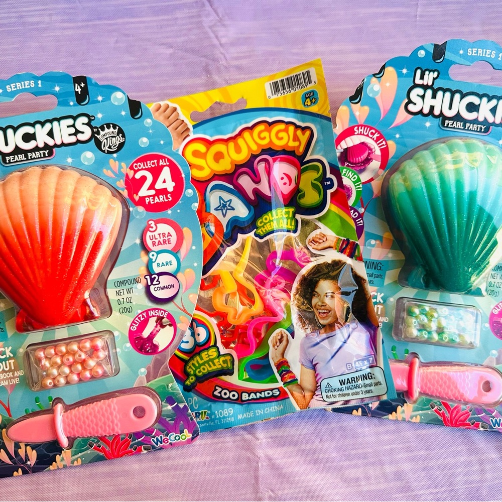 2 Shuckies Pearl Party and Squiggly Bands Set